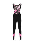 SANTINI Pantaloni de ciclism lungi cu bretele - CORAL RAGGIO LADY - negru/roz