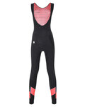 SANTINI Pantaloni de ciclism lungi cu bretele - CORAL BENGAL LADY - negru/roz