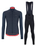 SANTINI Tricou și pantaloni de iarnă de ciclism - COLORE PURO WINTER - albastru/negru
