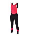 SANTINI Pantaloni de ciclism lungi cu bretele - CORAL BENGAL LADY - roz/negru