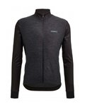 SANTINI Tricou de cilism pentru iarnă cu mânecă lungă - SANTINI COLORE PURO - negru