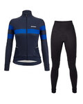 SANTINI Tricou și pantaloni de iarnă de ciclism - CORAL BENGAL+OMNIA W - negru/albastru