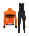 SANTINI Jachetă și pantaloni de iarnă de ciclism - COLORE HALO + LAVA - portocaliu/negru