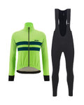 SANTINI Jachetă și pantaloni de iarnă de ciclism - COLORE HALO + LAVA - verde/negru