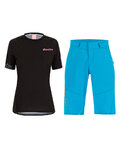 SANTINI Tricoul și pantalonii de ciclism MTB - SASSO MTB LADY - negru/turcoaz