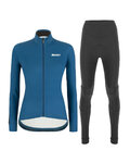 SANTINI Tricou și pantaloni de iarnă de ciclism - COLORE LADY WINTER - albastru/negru