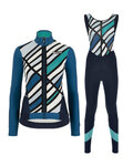 SANTINI Tricou și pantaloni de iarnă de ciclism - CORAL R. LADY WINTER - negru/albastru