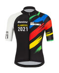 SANTINI Tricou de ciclism cu mânecă scurtă - UCI WC FLANDERS 2021 - negru/curcubeu