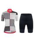 SANTINI Tricoul și pantaloni scurți de ciclism - TONO SFERA LADY - alb/negru