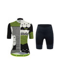 SANTINI Tricoul și pantaloni scurți de ciclism - GIADA OPTIC LADY - negru/alb/galben