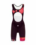 SANTINI Salopetă de ciclism - X IRONMAN LADY CUPIO - roz/bordo