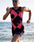 SANTINI Salopetă de ciclism - X IRONMAN LADY CUPIO - roz/bordo