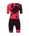 SANTINI Salopetă de ciclism - X IRONMAN CUPIO LADY - roz/bordo