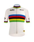 SANTINI Tricou de ciclism cu mânecă scurtă - UCI WORLD 100 GOLD - curcubeu/alb