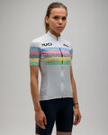 SANTINI Tricou de ciclism cu mânecă scurtă - UCI WORLD 100 LADY - alb/curcubeu