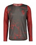 SCOTT Tricou de ciclism cu mânecă lungă de vară - TRAIL VERTIC LS - gri/roșu