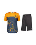 SCOTT Tricoul și pantalonii de ciclism MTB - TRAIL VERTIC PRO - negru/albastru/portocaliu