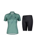 SCOTT Tricoul și pantaloni scurți de ciclism - ENDURANCE 30 SS LADY - albastru/verde/negru