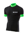 SIX2 Tricou de ciclism cu mânecă scurtă - BIKE3 STRIPES - verde/negru