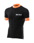 SIX2 Tricou de ciclism cu mânecă scurtă - BIKE3 STRIPES - negru/portocaliu