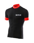 SIX2 Tricou de ciclism cu mânecă scurtă - BIKE3 STRIPES - negru/roșu