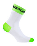 SIX2 Șosete clasice de ciclism - WHITE SHORT - alb/verde