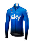 CASTELLI Tricou de cilism pentru iarnă cu mânecă lungă - TEAM SKY 2019 WINTER - alb/albastru deschis/negru
