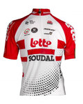 Tricou de ciclism cu mânecă scurtă - LOTTO SOUDAL 19 KIDS - alb/roșu
