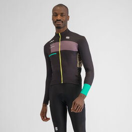SPORTFUL Tricou de cilism pentru iarnă cu mânecă lungă - BREAKOUT SUPERGIARA THERMAL - negru/verde