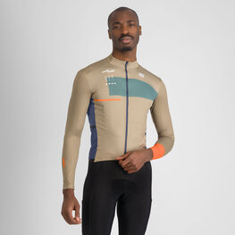 SPORTFUL Tricou de cilism pentru iarnă cu mânecă lungă - BREAKOUT SUPERGIARA THERMAL - verde/albastru/portocaliu