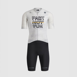 SPORTFUL Salopetă de ciclism - FAST NOT FUN - alb/negru