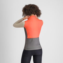 SPORTFUL Tricou de cilism pentru iarnă cu mânecă lungă - SUPERGIARA LOGO THERMAL W - portocaliu/gri