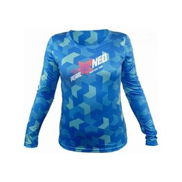 HAVEN Tricou de ciclism cu mânecă lungă de vară - PEARL NEO LONG - albastru/roz