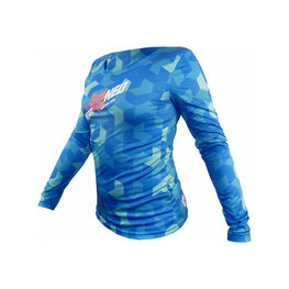 HAVEN Tricou de ciclism cu mânecă lungă de vară - PEARL NEO LONG - albastru/roz