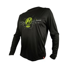 HAVEN Tricou de ciclism cu mânecă lungă de vară - NAVAHO II LONG - negru/verde