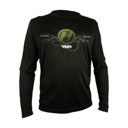 HAVEN Tricou de ciclism cu mânecă lungă de vară - NAVAHO II LONG - negru/verde