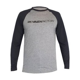 HAVEN Tricou de ciclism cu mânecă lungă de vară - FACTORY TRAIL - negru/gri