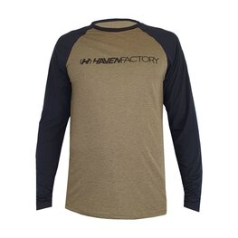 HAVEN Tricou de ciclism cu mânecă lungă de vară - FACTORY TRAIL - negru/maro