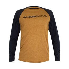 HAVEN Tricou de ciclism cu mânecă lungă de vară - FACTORY TRAIL - negru/maro