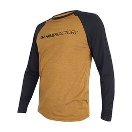 HAVEN Tricou de ciclism cu mânecă lungă de vară - FACTORY TRAIL - negru/maro