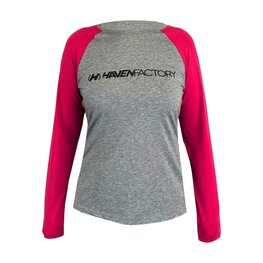 HAVEN Tricou de ciclism cu mânecă lungă de vară - FACTORY TRAIL - roz/gri