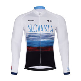 BONAVELO Tricou de cilism pentru iarnă cu mânecă lungă - SLOVAKIA WINTER - alb/multicolor