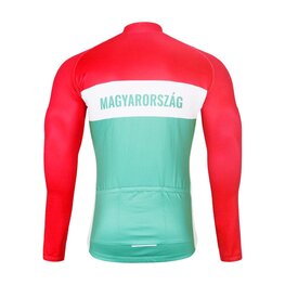 BONAVELO Tricou de cilism pentru iarnă cu mânecă lungă - HUNGARY WINTER - roșu/verde