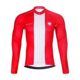 BONAVELO Tricou de cilism pentru iarnă cu mânecă lungă - POLAND WINTER - roșu/alb