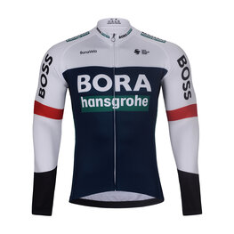 BONAVELO Tricou de cilism pentru iarnă cu mânecă lungă - BORA 2025 WINTER - albastru/alb