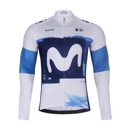 BONAVELO Tricou de cilism pentru iarnă cu mânecă lungă - MOVISTAR 2025 WINTER  - alb/albastru