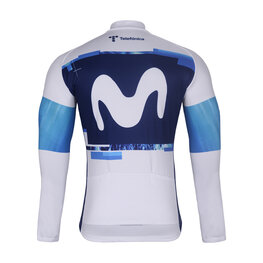 BONAVELO Tricou de cilism pentru iarnă cu mânecă lungă - MOVISTAR 2025 WINTER  - alb/albastru