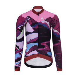 RIVANELLE Tricou de cilism pentru iarnă cu mânecă lungă - SUNSET WINTER - roz/multicolor