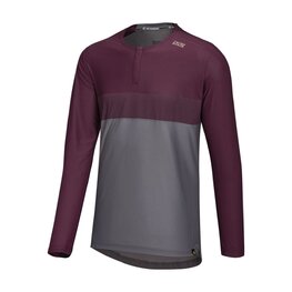 IXS Tricou de ciclism cu mânecă lungă de vară - FLOW XTG LS - bordo/gri