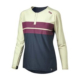 IXS Tricou de ciclism cu mânecă lungă de vară - FLOW LITE 1.0 W - galben/bordo/albastru